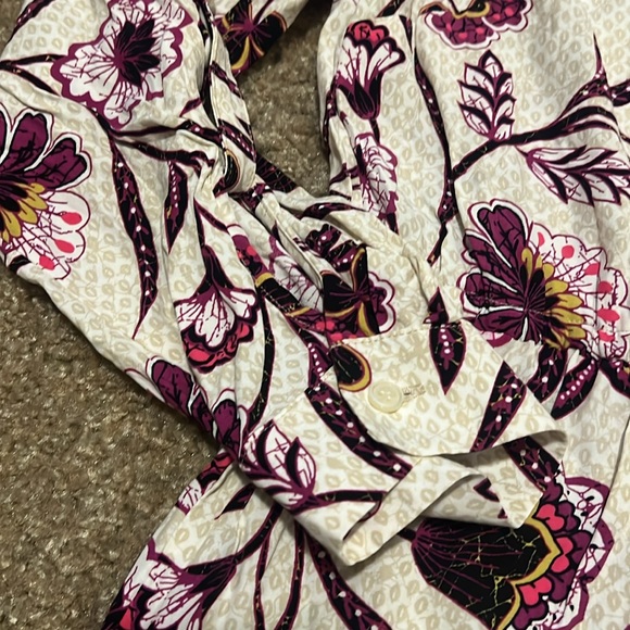 Loft Floral Tie Waist Ruffle Hem Dress Large - Picture 4 of 6